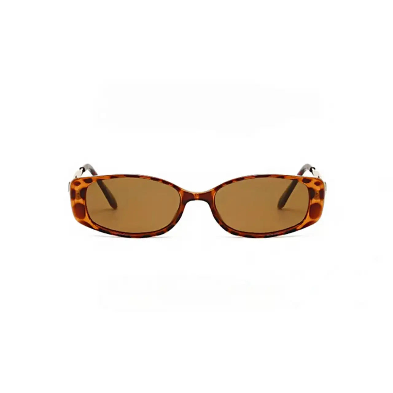 Unisex Tortoise Shell full-rim narrow rectangle sunglasses, straight-on product view