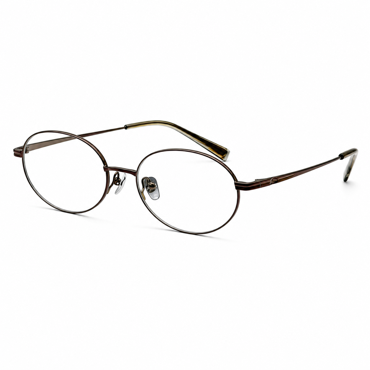 Vintage Brown titanium oval full-rim glasses, 45-degree product view