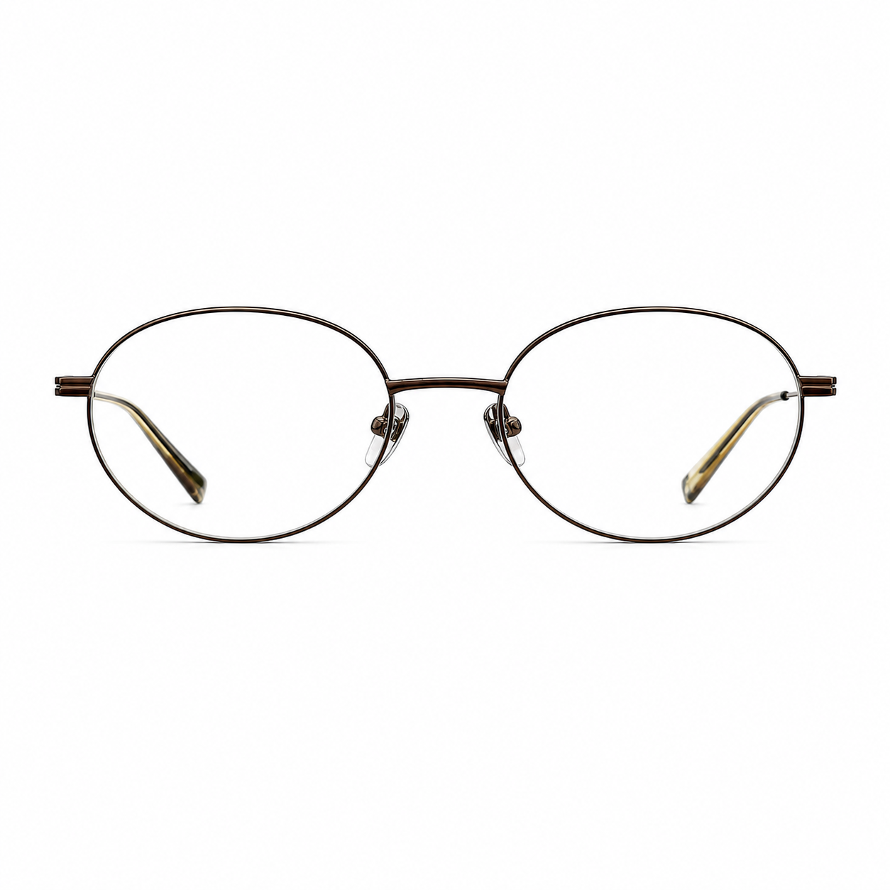 Vintage Brown titanium oval full-rim glasses, front product view