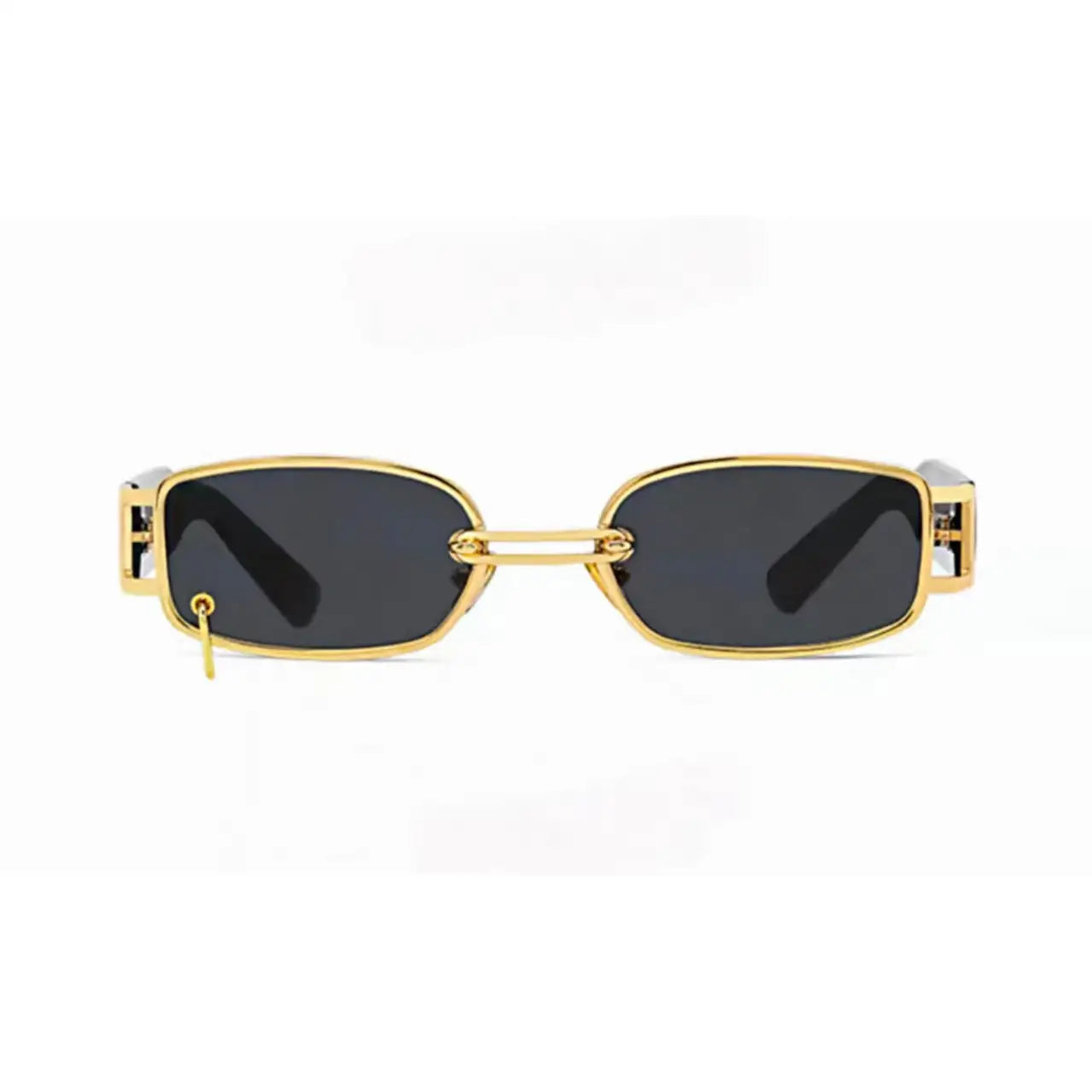 Women’s Black full-rim narrow square sunglasses, straight-on product view