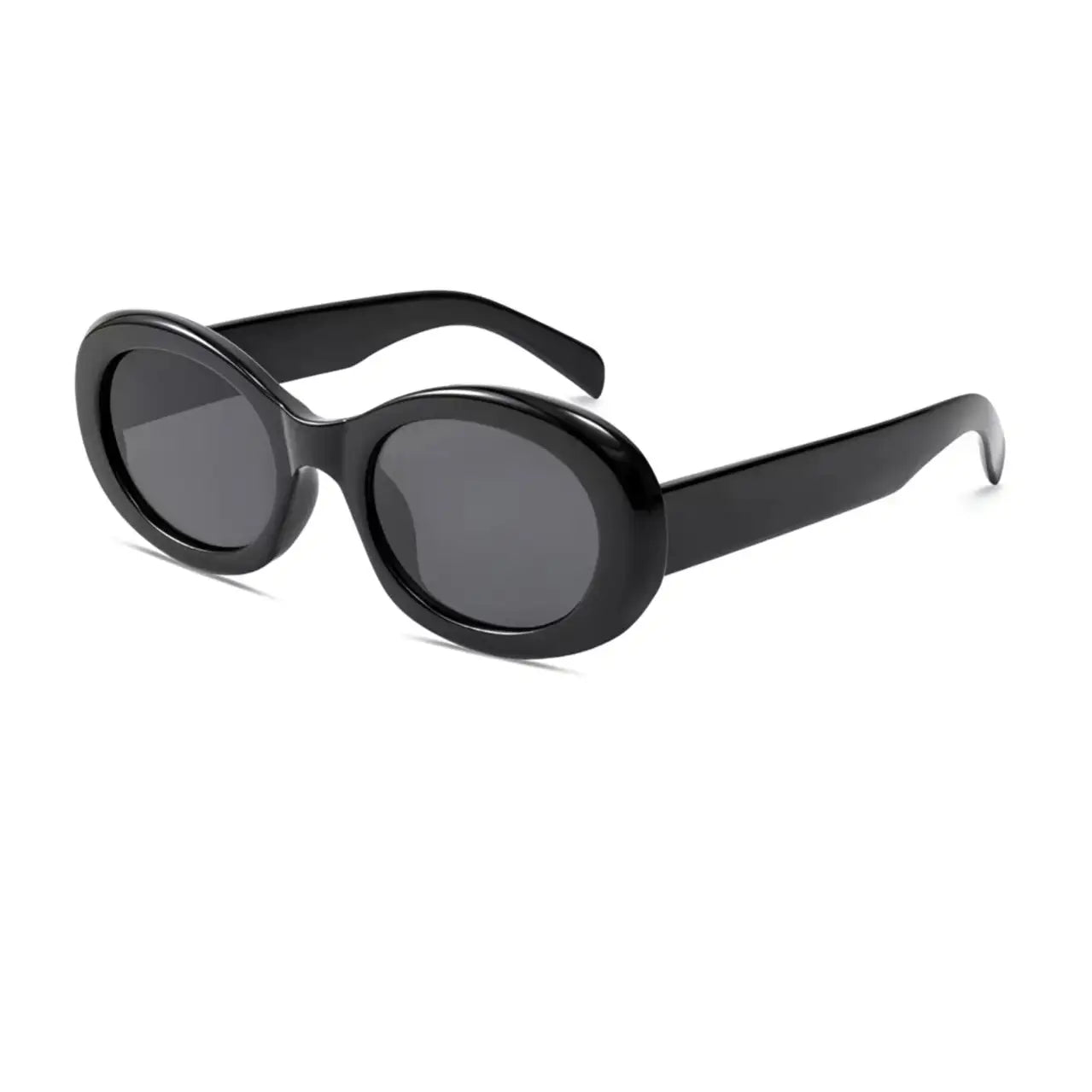 Women’s Black full-rim oval sunglasses, 45-degree product view