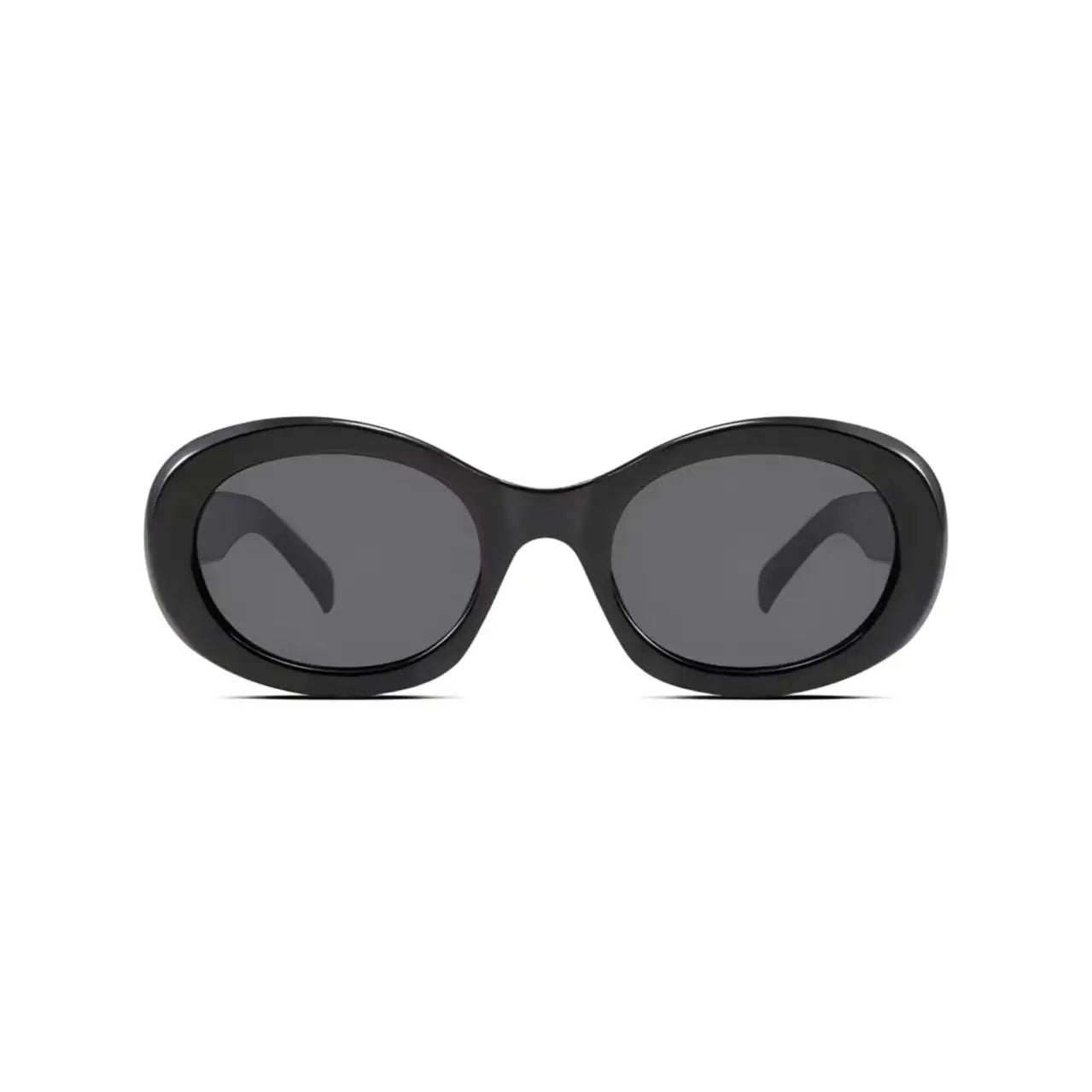 Women’s Black full-rim oval sunglasses, straight-on product view