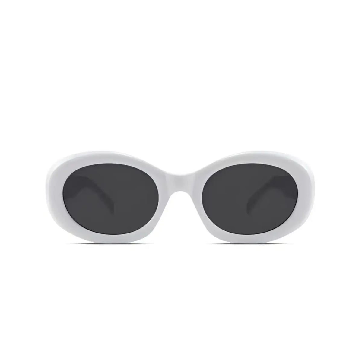 Women’s White full-rim oval sunglasses, straight-on product view