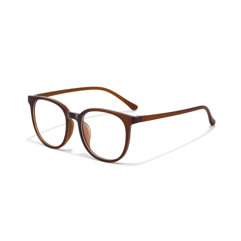 Chestnut Brown women's retro oversized TR90 full-rim glasses, 45-degree product view