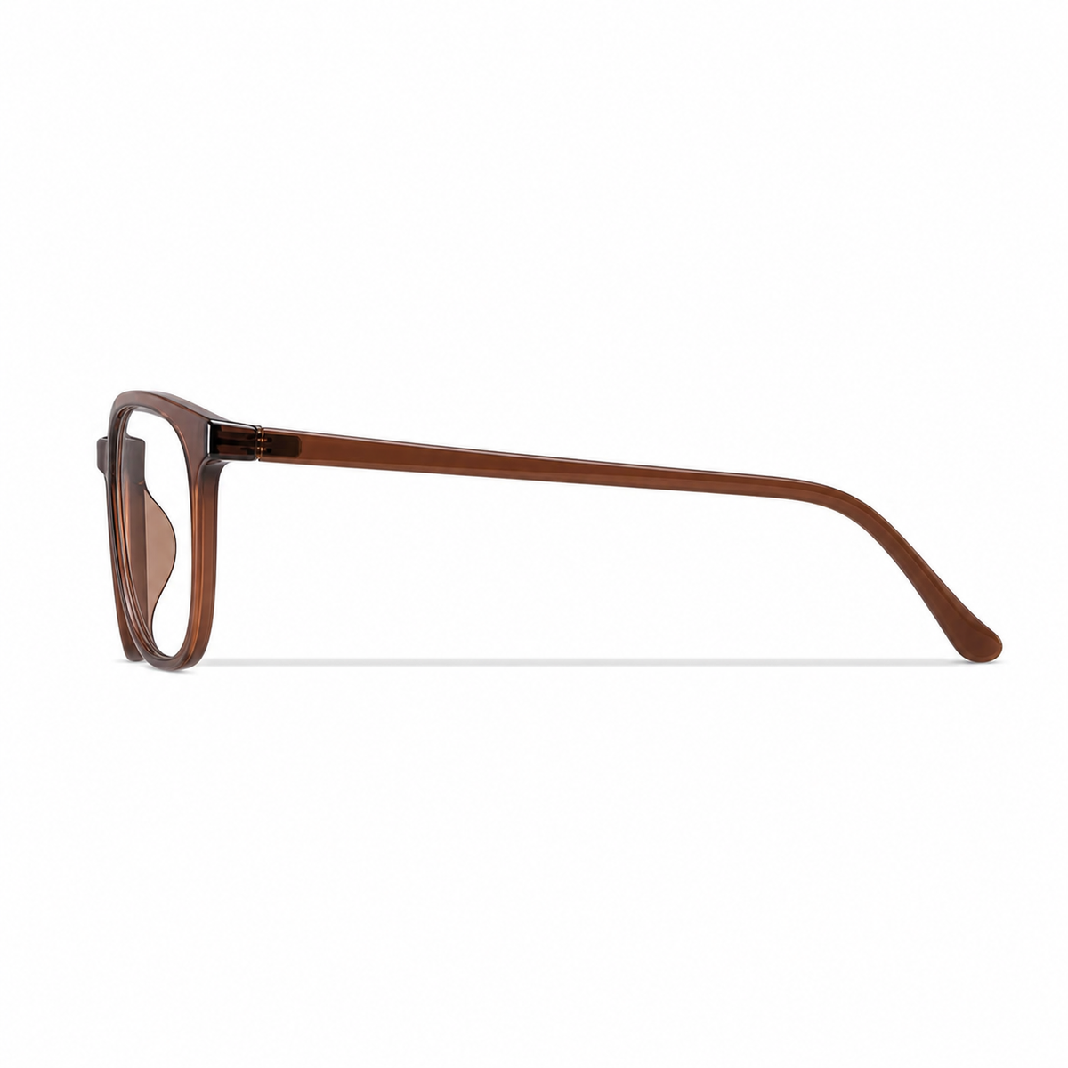 Chestnut Brown women's retro oversized TR90 full-rim glasses, side and temple product view