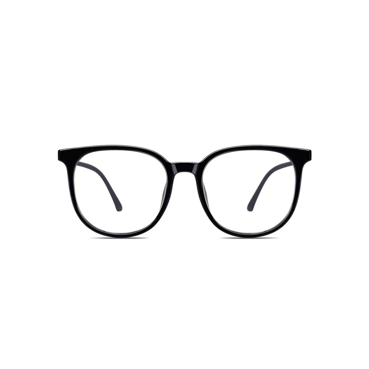 Glossy Black women's retro oversized TR90 full-rim glasses, front product view