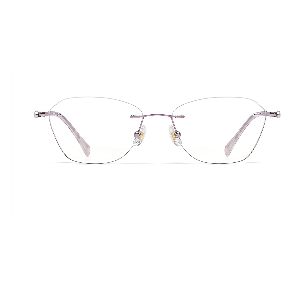 Purple women's titanium rimless leaf-filigree glasses, front product view
