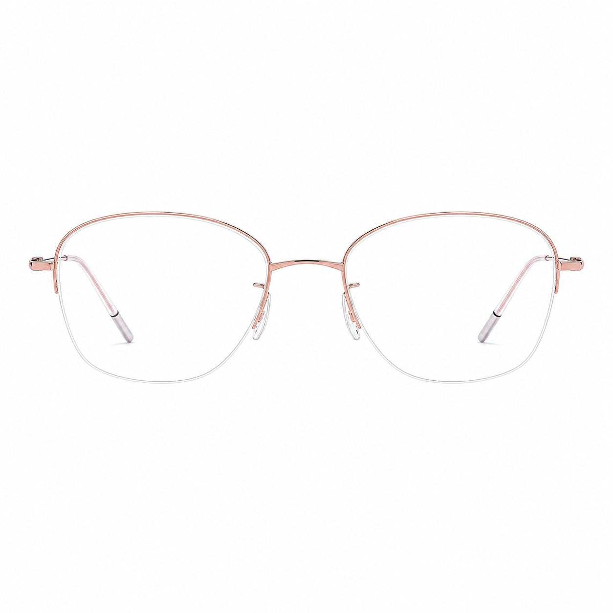 Rose Gold/Red Gradient women's titanium semi-rimless glasses, front product view