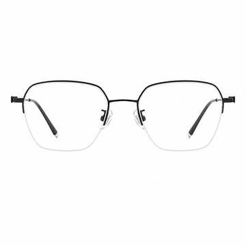 Black women's vintage titanium semi-rimless glasses, front product view